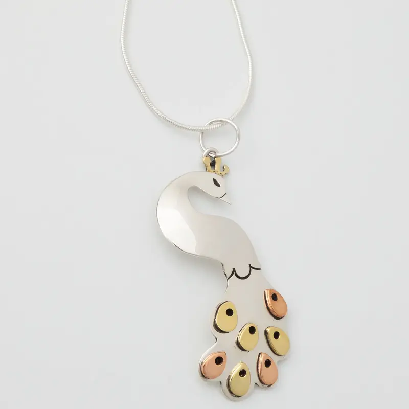 Stunning Peacock Necklace - with Diamond Cut Chain