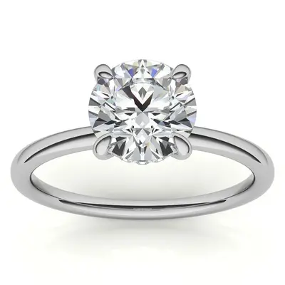 10K White Gold Round Cut Solitaire Moissanite Engagement Ring