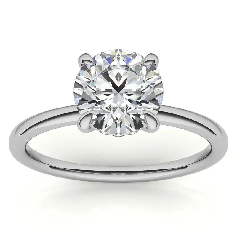 10K White Gold Round Cut Solitaire Moissanite Engagement Ring