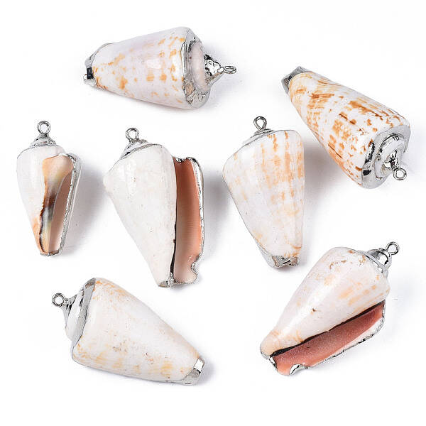Electroplate Natural Spiral Shell Pendants