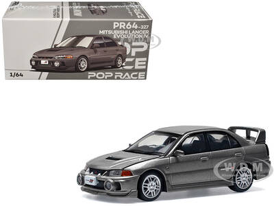 Mitsubishi Lancer Evolution IV RHD (Right Hand Drive) Dark Gray Metallic 1/64 Diecast Model Car by Pop Race