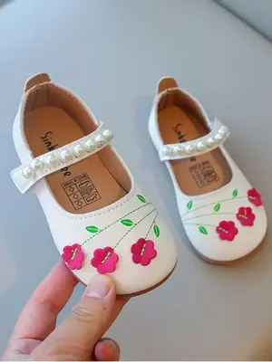 Fashionable Flower Decorated PU Leather Flats, Casual Comfortable Breathable Lightweight Soft Sole Flats for Daily Wear, Perf...