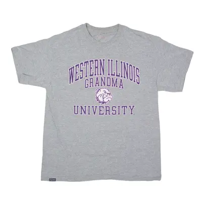 JANSPORT Western Illinois University Grandma USA T-Shirt Grey Short Sleeve Womens L