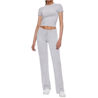 AnotherChill Women's 2 Piece Lounge Sets Straight Leg Pants Set Short Sleeve Crop T-shirt Casual Outfits Comfy Shortsleeve Lo...