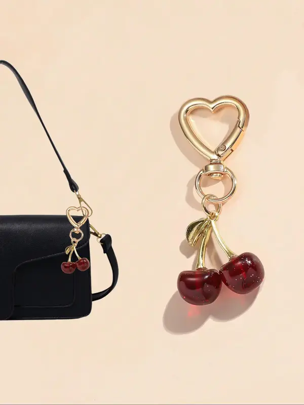 Cute Cherry Design Bag Charm, Fashionable Bag Keychain for Women & Girls, Trendy All-match & Exquisite Bag Charm for Birthday...