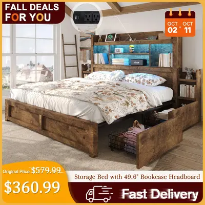 [TikTokShopfalldealsforyou]【Ships in 2 Boxes】AMERLIFE Bed Frame with 49.6\