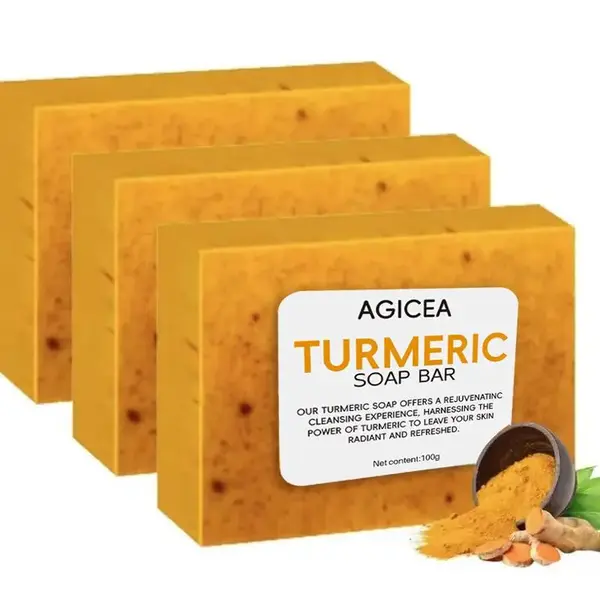 AGICEA 3PCS Lemon Turmeric KojicAcid SoapLemon Kojic Acid Soap BarTurmeric Soap BarKojic Acid SoapDark Spot Remover for Face ...