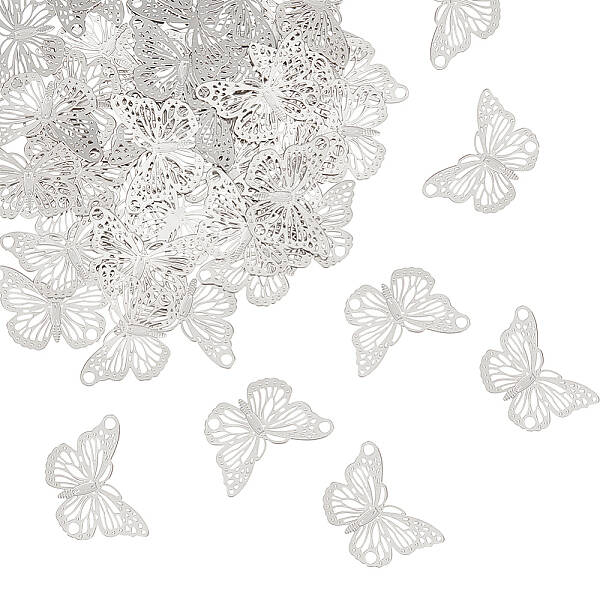 100Pcs 304 Stainless Steel Filigree Connector Charms