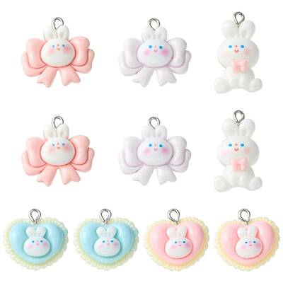 10Pcs 5 Styles Opaque Resin Pendants