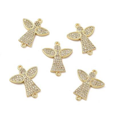 Brass Micro Pave Clear Cubic Zirconia Connector Charms