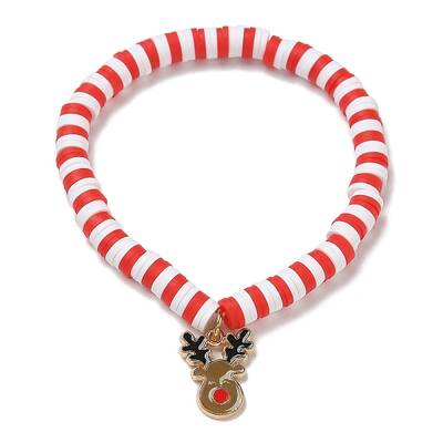 Elegant Christmas Handmade Polymer Clay Heishi Beaded Stretch Bracelets