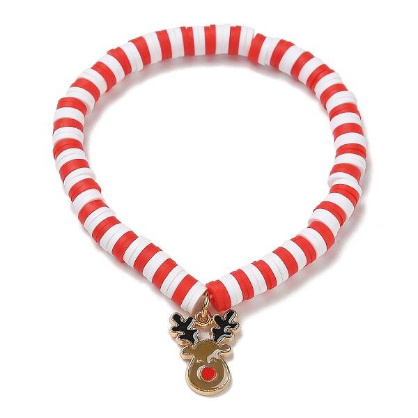 Elegant Christmas Handmade Polymer Clay Heishi Beaded Stretch Bracelets
