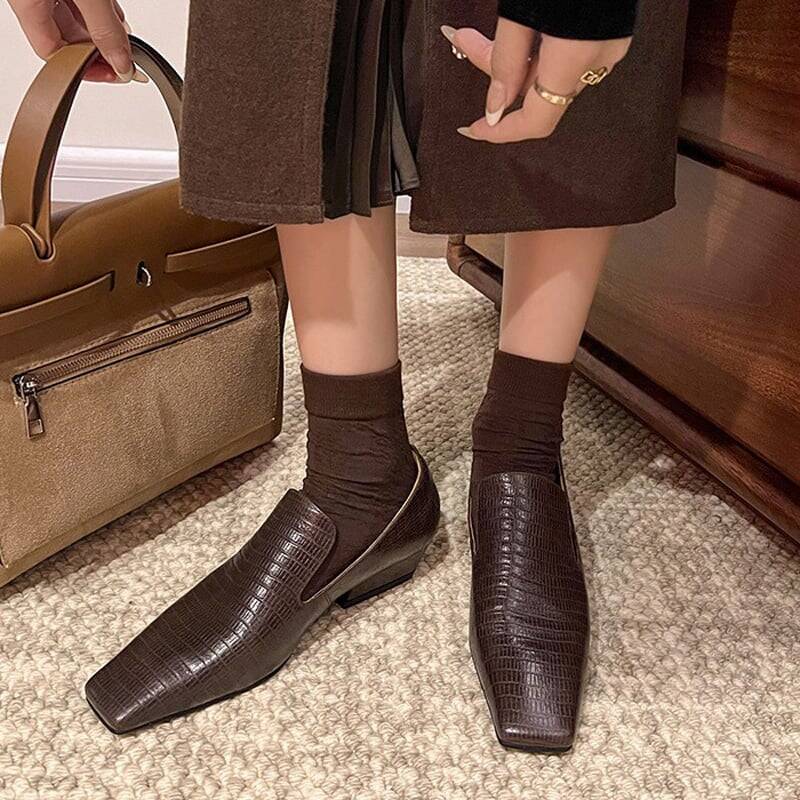 CHIKO Capri Square Toe Block Heels Loafers Shoes