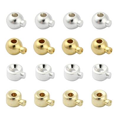 16Pcs 4 Styles Brass Crimp Beads