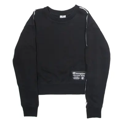 CHAMPION Womens Sweatshirt Black Crew Neck S