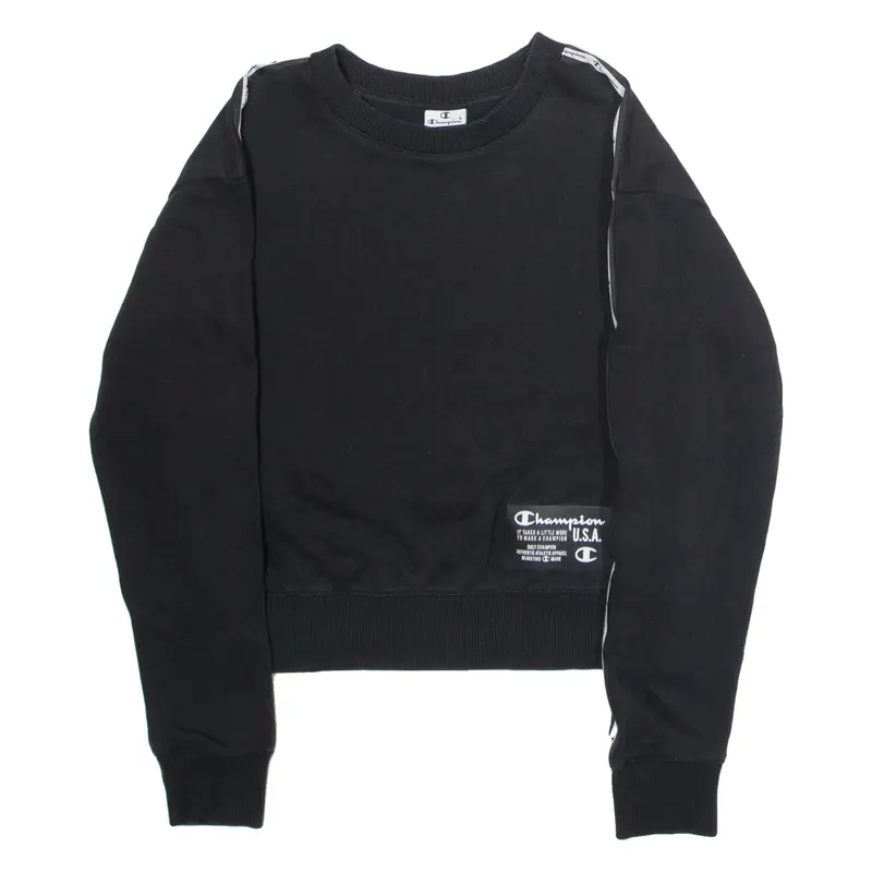 CHAMPION Womens Sweatshirt Black Crew Neck S