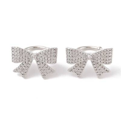 Brass Micro Pave Clear Cubic Zirconia Cuff Earrings for Women
