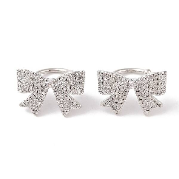 Brass Micro Pave Clear Cubic Zirconia Cuff Earrings for Women
