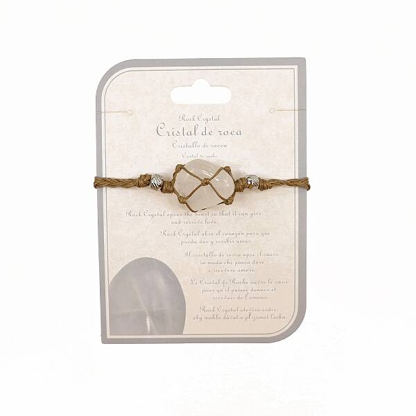 Natural Agate Macrame Pouch Braided Bead Bracelet