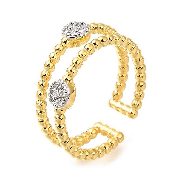 Rack Plating Brass Micro Pave Cubic Zirconia Open Cuff Rings for Women