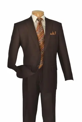 Color Vinci Men's Wool Feel Executive 2-Piece Suit - Solid Color