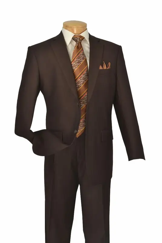 Color Vinci Men's Wool Feel Executive 2-Piece Suit - Solid Color