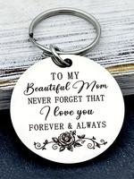 To My Beautiful Mom Keychain, Personalized Stainless Steel Keychain for Women, Fashion Jewelry for Party, Daily Clothing Deco...
