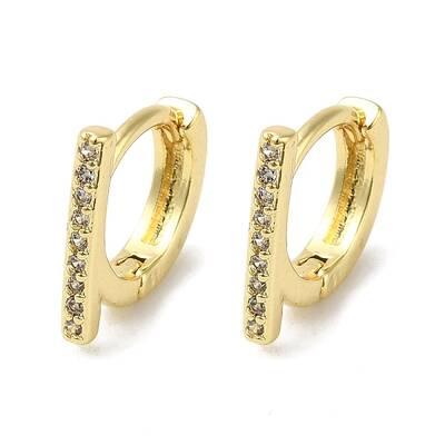 Rack Plating Brass Micro Pave Clear Cubic Zirconia Huggie Hoop Earrings for Women
