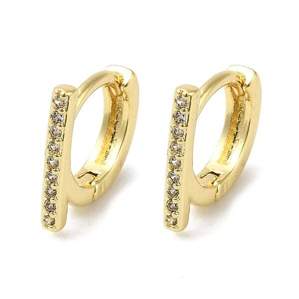 Rack Plating Brass Micro Pave Clear Cubic Zirconia Huggie Hoop Earrings for Women