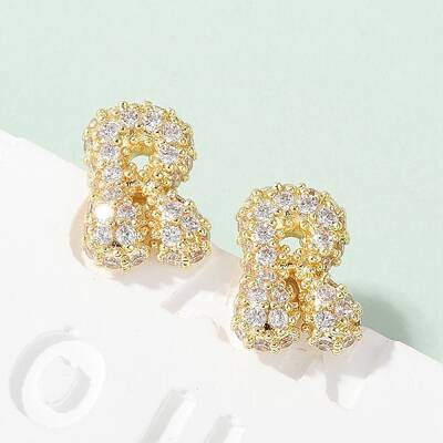 Brass Micro Pave Cubic Zirconia Stud Earrings