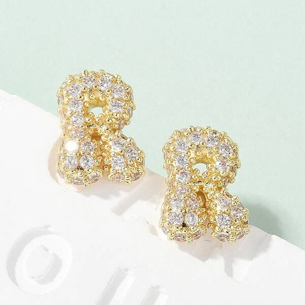 Brass Micro Pave Cubic Zirconia Stud Earrings