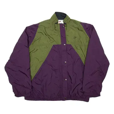 NIKE Mens Shell Jacket Purple Nylon 90s Colourblock L