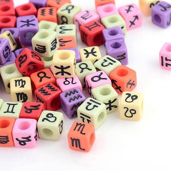 Constellation/Zodiac Sign Opaque Acrylic European Beads
