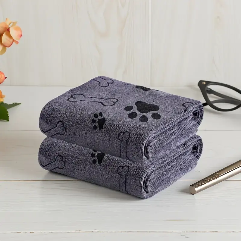 2-Piece Dog Bath Towel Set 24″ x 40″ Microfiber Dog Towel, Quick Drying, Absorbent Pet Bathing and Grooming Towel - Soft ...