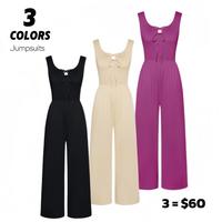 【New Arrival】Grace Karin Women Elastic Waist Jumpsuit Sleeveless U-Neck Smocked Bodice Jumpsuit Womenswear Casual Fitted ...