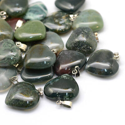 Heart Natural Indian Agate Pendants