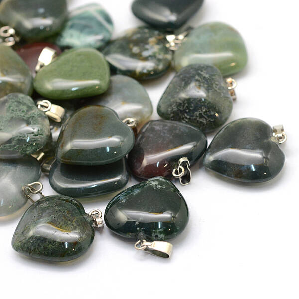 Heart Natural Indian Agate Pendants