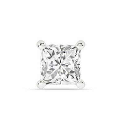 Certified Lab Grown Four Prong Princess Cut Single Diamond Stud Earring | 14K White Gold 2 ct. tw.