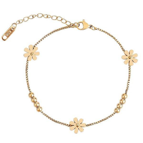 Stainless Steel Daisy Flowers Ankle with Box Chains for Women