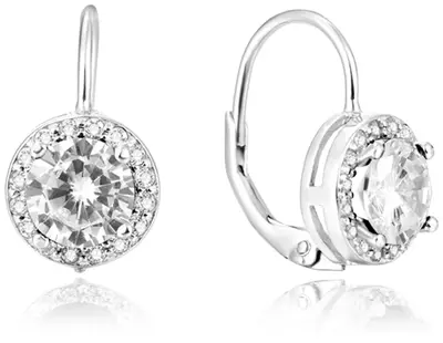 Beneto AGUC901 Sparkly Silver Earrings