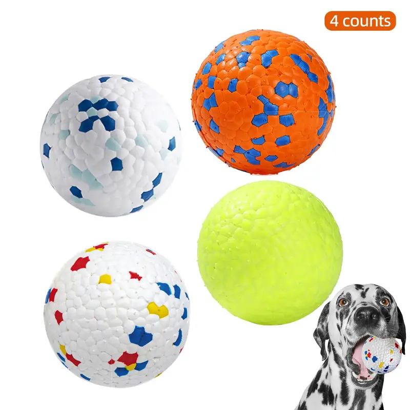 4 Pack Durable Interactive Dog Chew Balls for Aggressive Chewers and Puppies Tough Teething Toys to Keep Dogs Busy for Indoor...