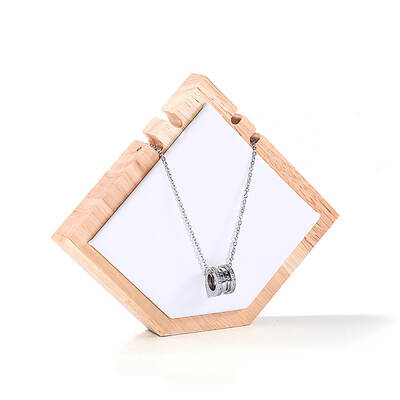 Pointed Pentagon Wood Covered with PU Leather Two Necklaces Display Stands