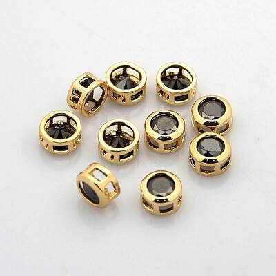 Real 18K Gold Plated Brass Rhinestone Beads