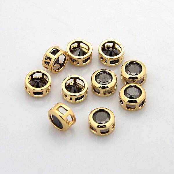 Real 18K Gold Plated Brass Rhinestone Beads