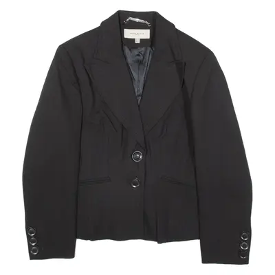 KAREN MILLEN Womens Blazer Jacket Black Knit Wool UK 14