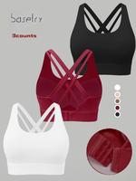 Women's Solid Criss Cross Back Sports Bra, Breathable Comfortable Hook & Eye Closure Running Bra, Ladies Sportswear for Indoo...