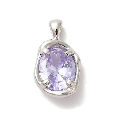 Platinum Brass Micro Pave Cubic Zirconia Pendants