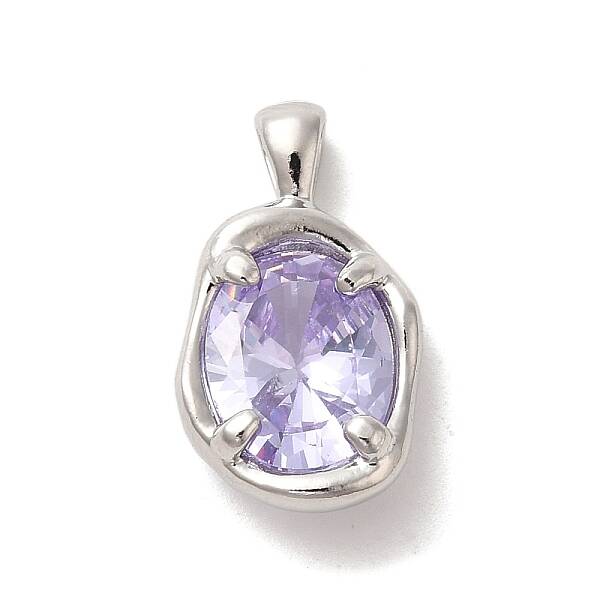 Platinum Brass Micro Pave Cubic Zirconia Pendants