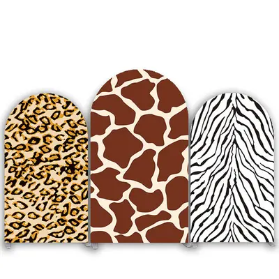 Aperturee Leopard Giraffe Zebra Pattern Birthday Arch Backdrop Kit | Diy Round Arch Backdrop | Diy Arch Backdrop Cover | Chia...