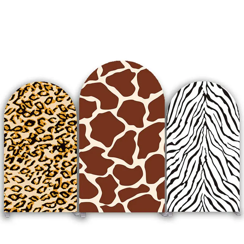 Aperturee Leopard Giraffe Zebra Pattern Birthday Arch Backdrop Kit | Diy Round Arch Backdrop | Diy Arch Backdrop Cover | Chia...